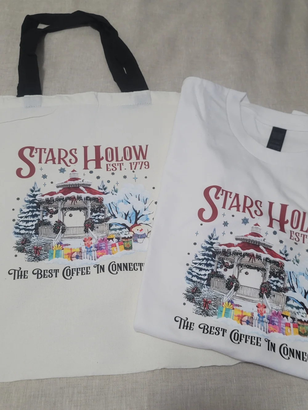 Holiday Gazebo Graphic Tee & Tote - White Christmas Set